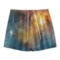 Blue Orange Stardust Galaxy Space Print Mesh Shorts