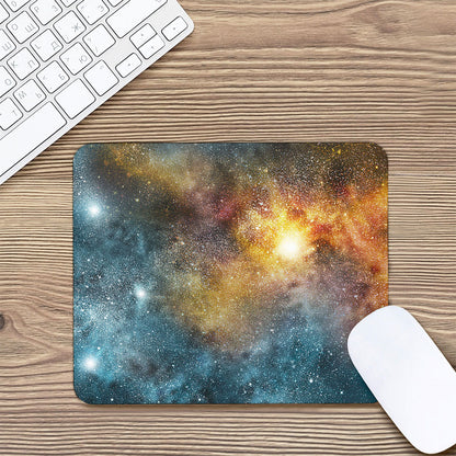 Blue Orange Stardust Galaxy Space Print Mouse Pad