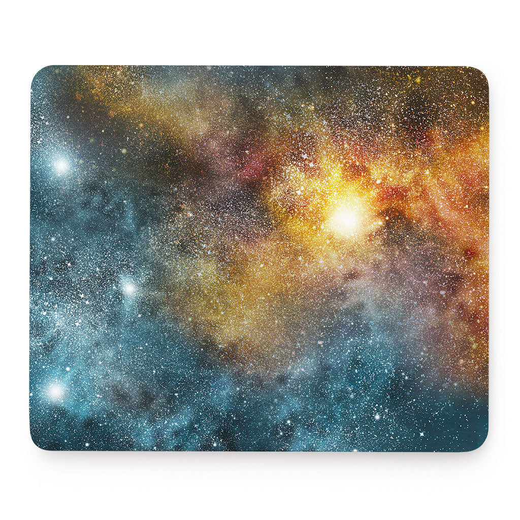 Blue Orange Stardust Galaxy Space Print Mouse Pad