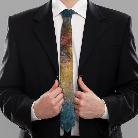 Blue Orange Stardust Galaxy Space Print Necktie
