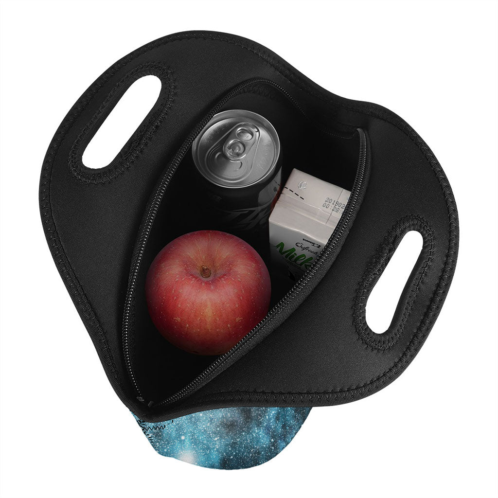 Blue Orange Stardust Galaxy Space Print Neoprene Lunch Bag