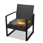 Blue Orange Stardust Galaxy Space Print Outdoor Seat Cushion Cover