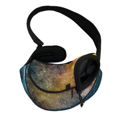 Blue Orange Stardust Galaxy Space Print Pet Sling Carrier