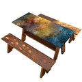 Blue Orange Stardust Galaxy Space Print Picnic Table Cover