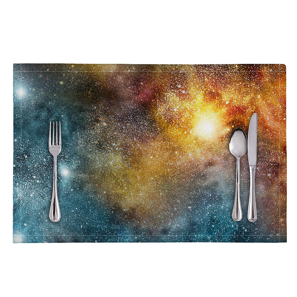 Blue Orange Stardust Galaxy Space Print Placemat