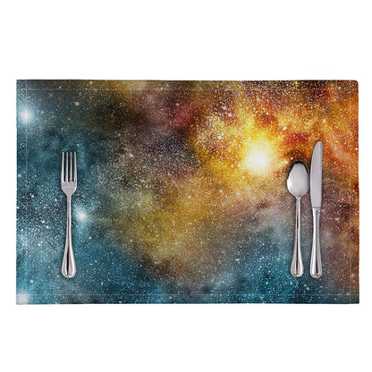 Blue Orange Stardust Galaxy Space Print Placemat