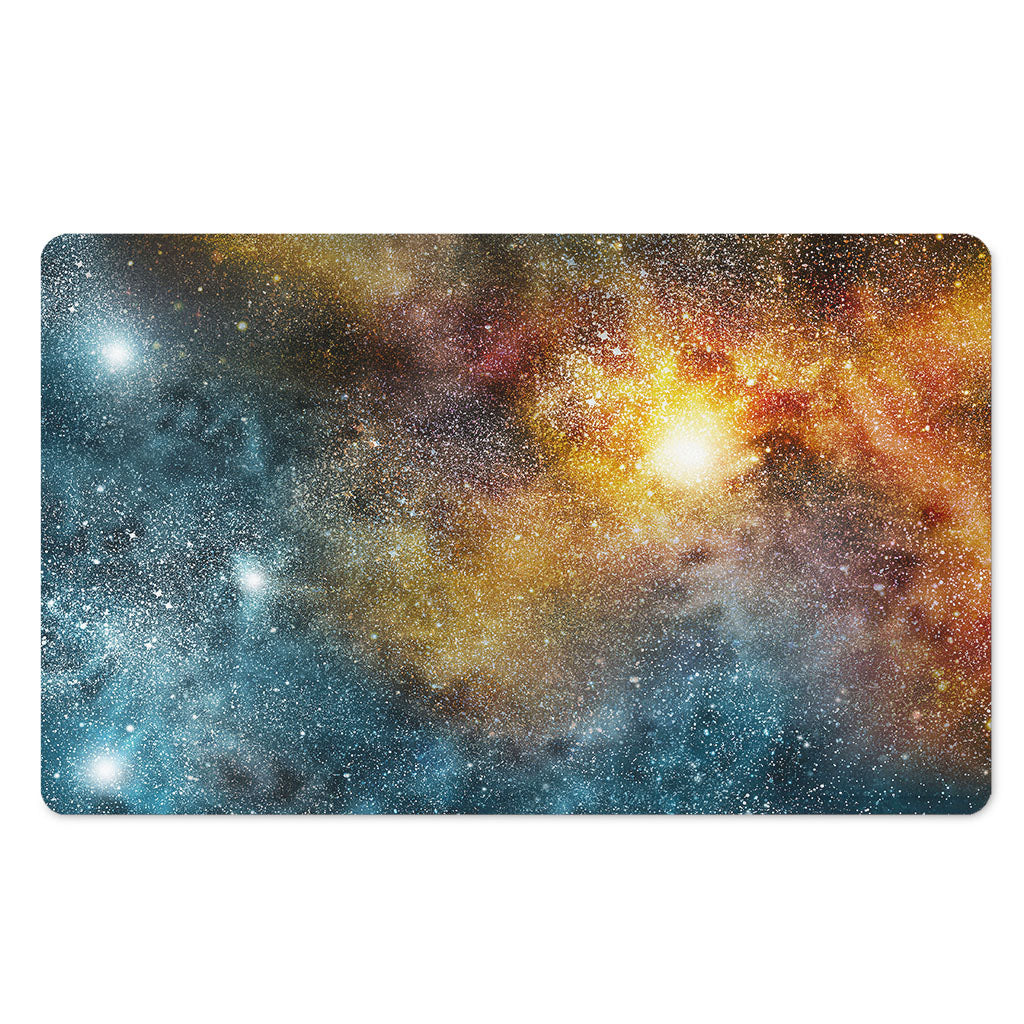 Blue Orange Stardust Galaxy Space Print Polyester Doormat