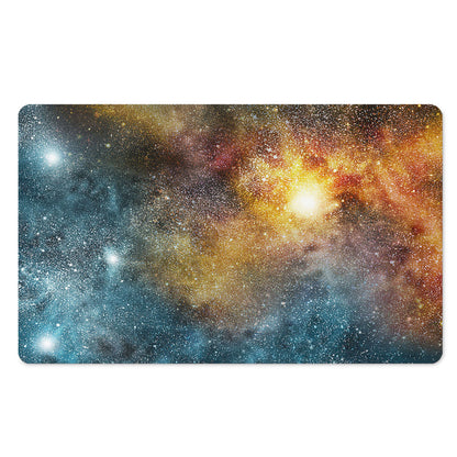 Blue Orange Stardust Galaxy Space Print Polyester Doormat