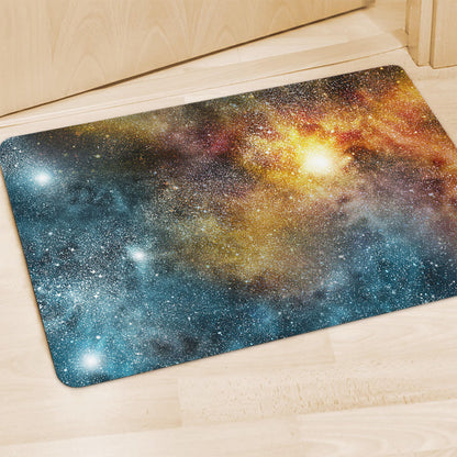 Blue Orange Stardust Galaxy Space Print Polyester Doormat