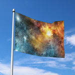 Blue Orange Stardust Galaxy Space Print Polyester Flag