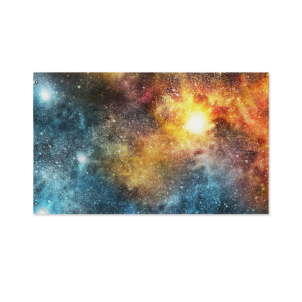 Blue Orange Stardust Galaxy Space Print Polyester Flag