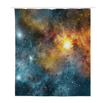 Blue Orange Stardust Galaxy Space Print Polyester Shower Curtain