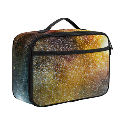 Blue Orange Stardust Galaxy Space Print Portable Lunch Bag