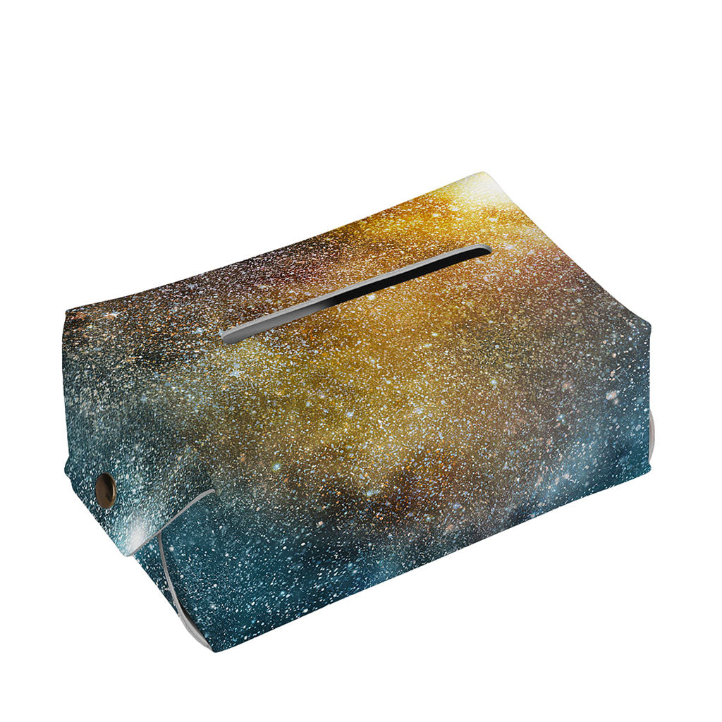 Blue Orange Stardust Galaxy Space Print Rectangle Tissue Box Cover