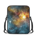 Blue Orange Stardust Galaxy Space Print Rectangular Crossbody Bag