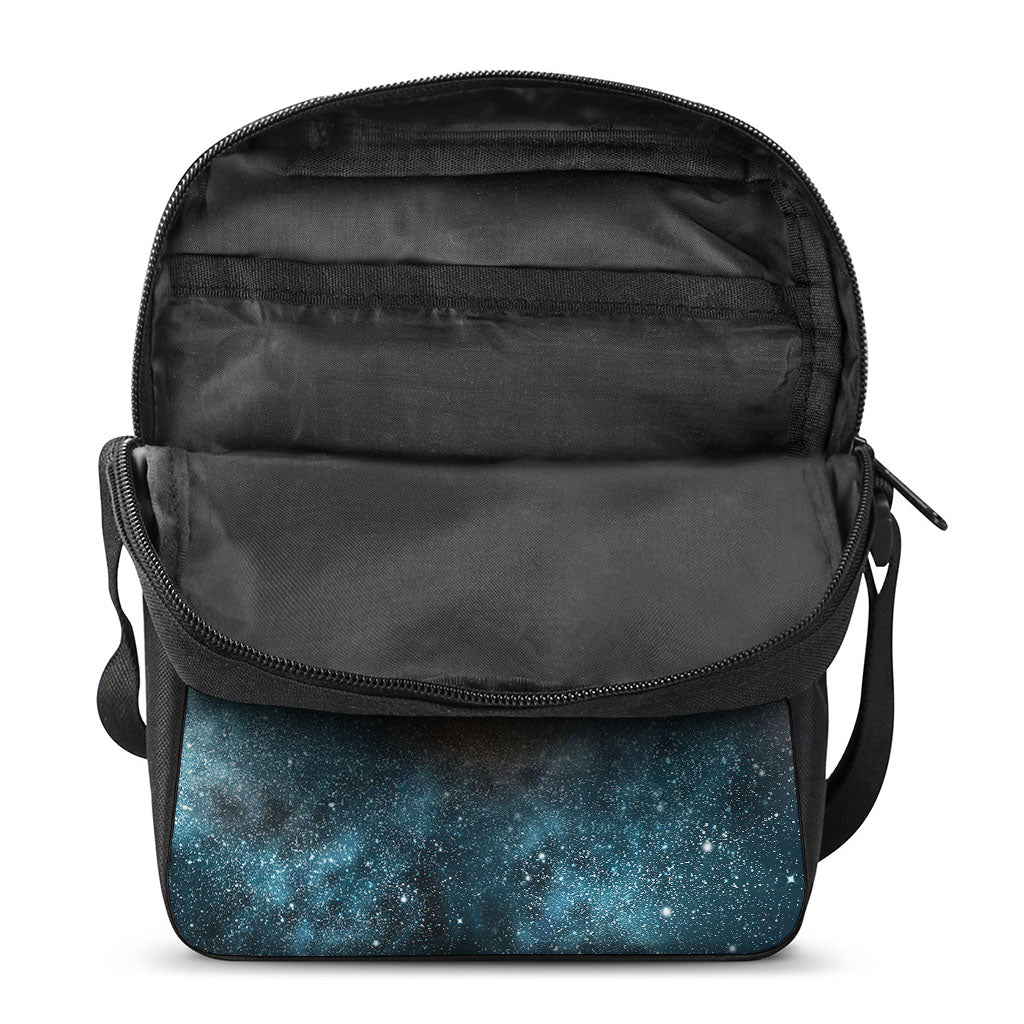 Blue Orange Stardust Galaxy Space Print Rectangular Crossbody Bag