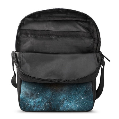 Blue Orange Stardust Galaxy Space Print Rectangular Crossbody Bag