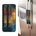 Blue Orange Stardust Galaxy Space Print Refrigerator Handle Covers