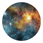 Blue Orange Stardust Galaxy Space Print Round Blanket
