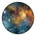 Blue Orange Stardust Galaxy Space Print Round Floor Mat