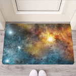 Blue Orange Stardust Galaxy Space Print Rubber Doormat