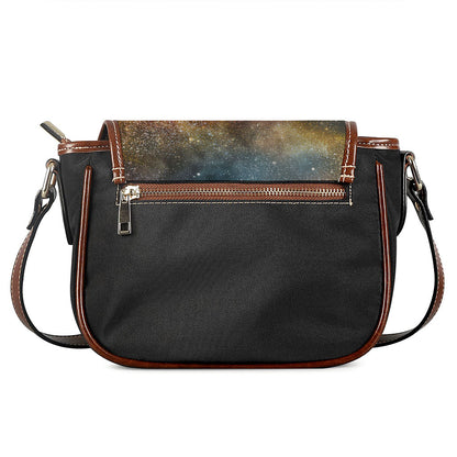 Blue Orange Stardust Galaxy Space Print Saddle Bag