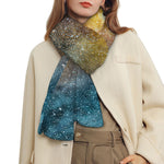 Blue Orange Stardust Galaxy Space Print Scarf