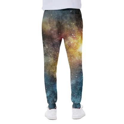 Blue Orange Stardust Galaxy Space Print Scuba Joggers
