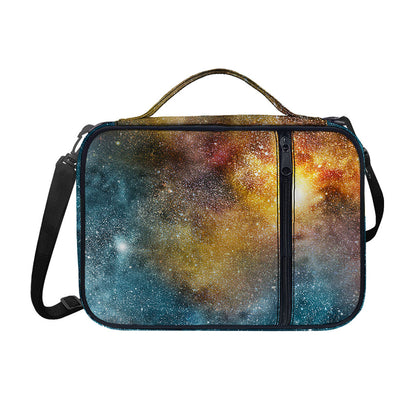 Blue Orange Stardust Galaxy Space Print Shoulder Strap Bible Bag
