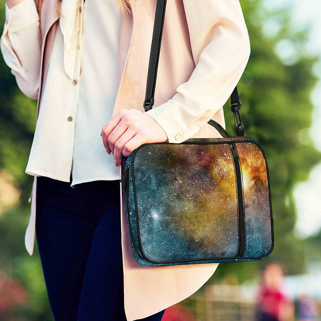 Blue Orange Stardust Galaxy Space Print Shoulder Strap Bible Bag