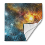 Blue Orange Stardust Galaxy Space Print Silk Bandana