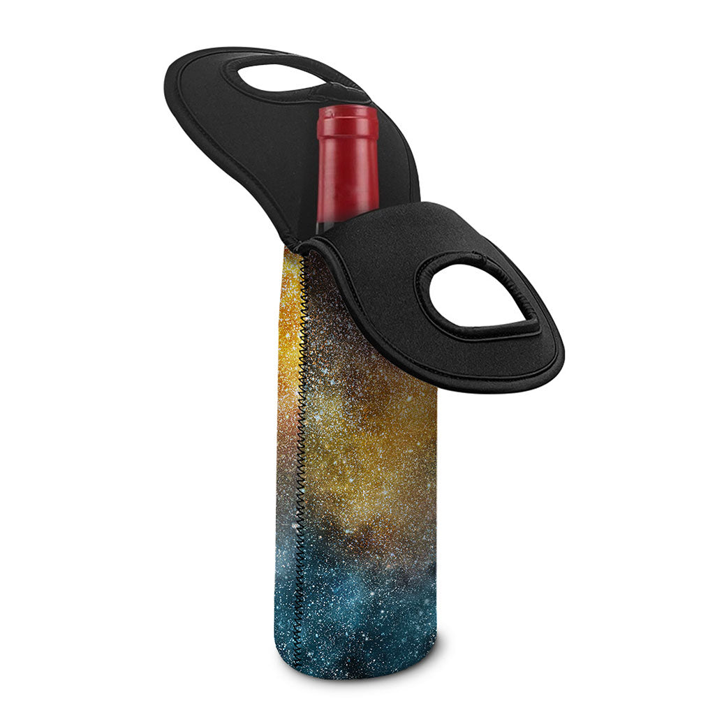 Blue Orange Stardust Galaxy Space Print Single Neoprene Wine Tote