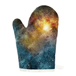 Blue Orange Stardust Galaxy Space Print Single Oven Mitt