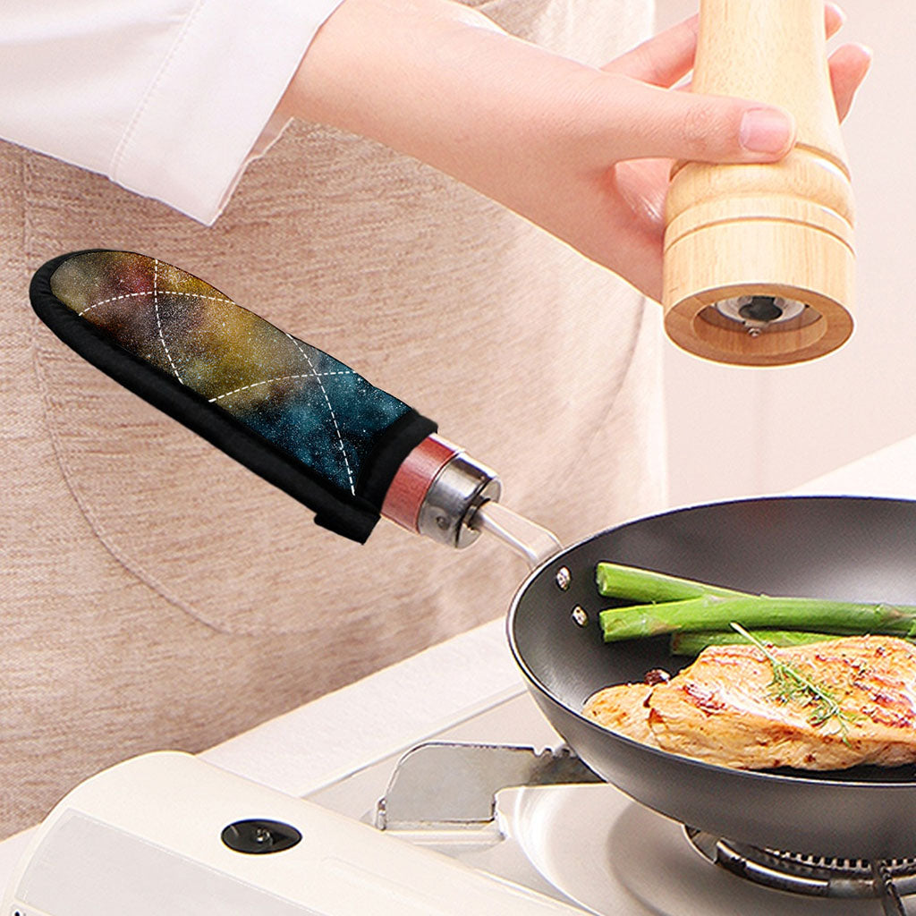 Blue Orange Stardust Galaxy Space Print Skillet Handle Cover