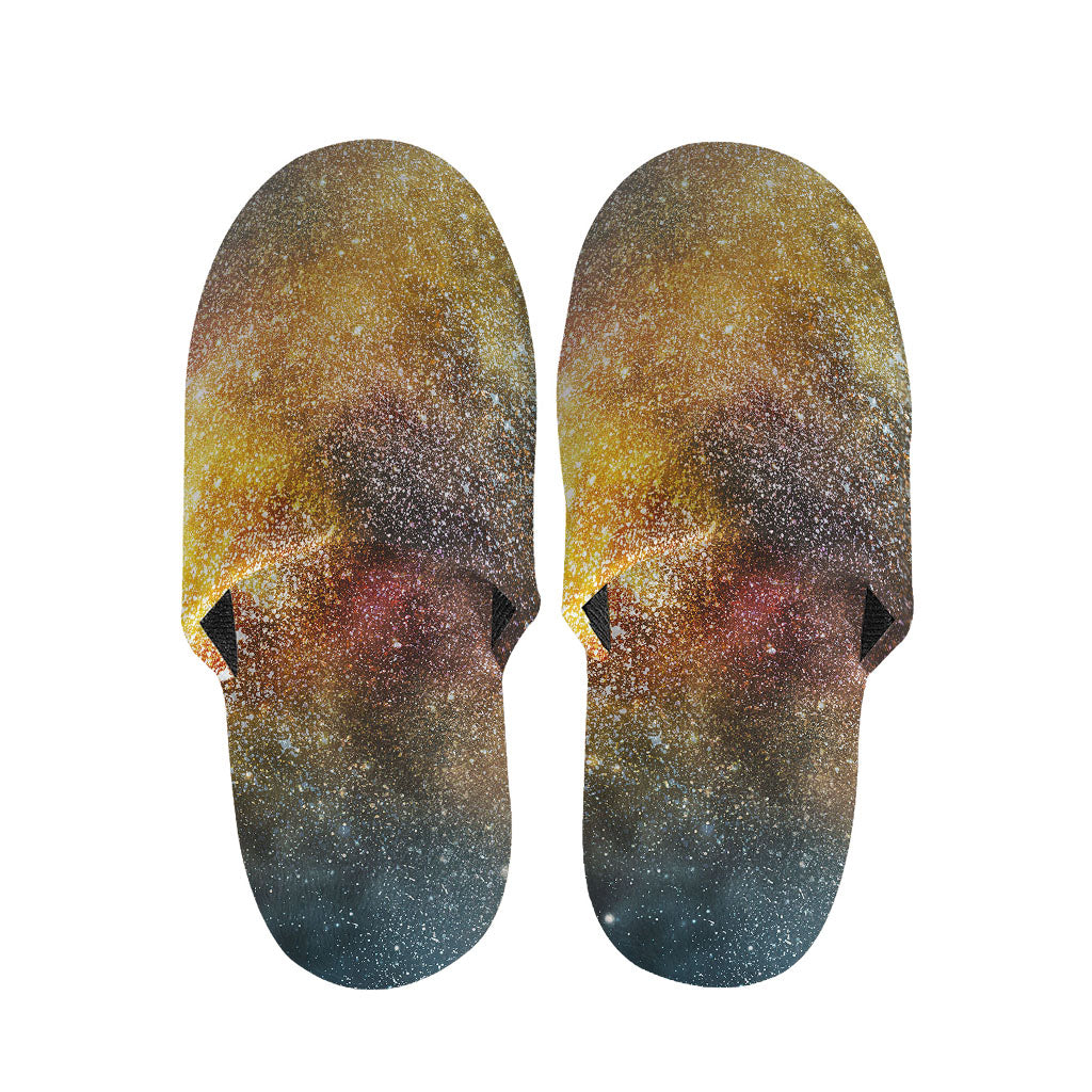 Blue Orange Stardust Galaxy Space Print Slippers