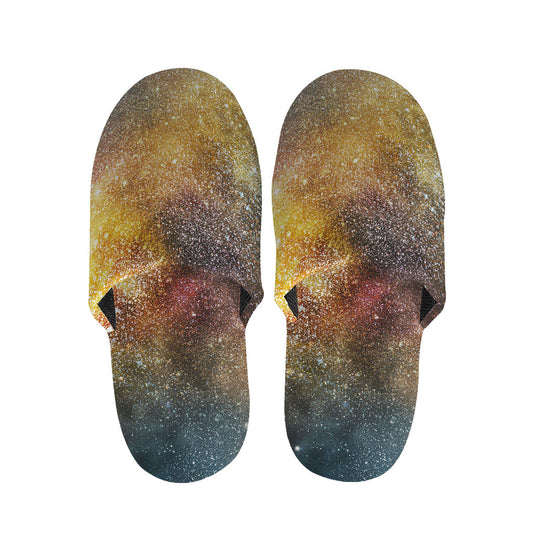 Blue Orange Stardust Galaxy Space Print Slippers