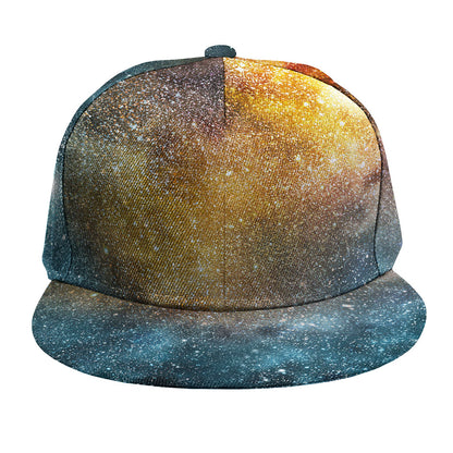 Blue Orange Stardust Galaxy Space Print Snapback Cap