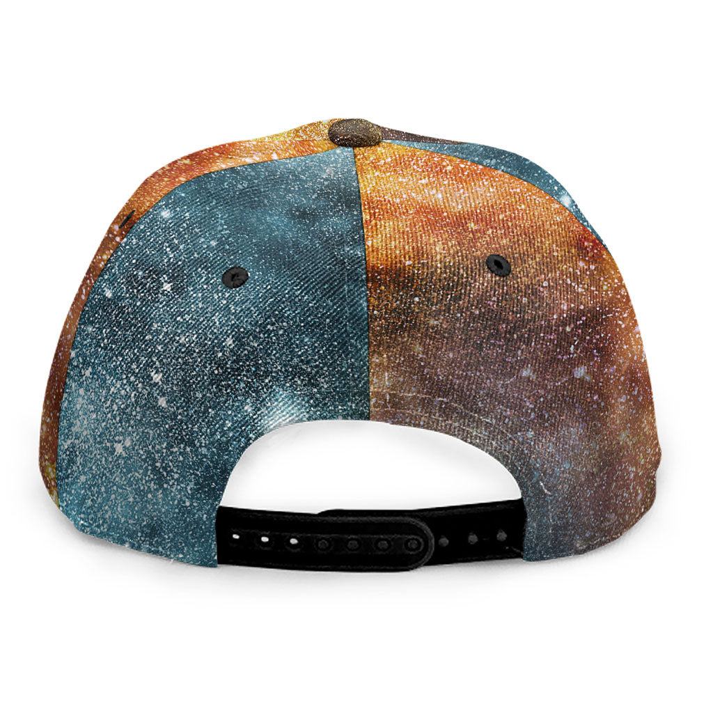 Blue Orange Stardust Galaxy Space Print Snapback Cap