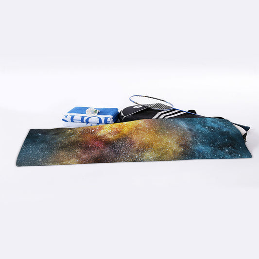 Blue Orange Stardust Galaxy Space Print Sports Towel