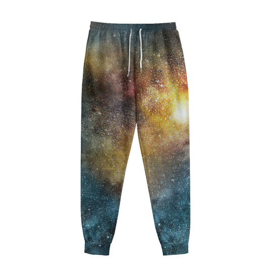Blue Orange Stardust Galaxy Space Print Sweatpants