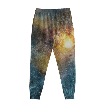 Blue Orange Stardust Galaxy Space Print Sweatpants