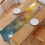Blue Orange Stardust Galaxy Space Print Table Runner