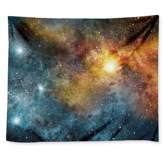 Blue Orange Stardust Galaxy Space Print Tapestry