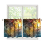 Blue Orange Stardust Galaxy Space Print Tier Curtains