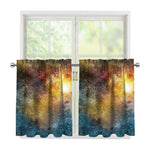 Blue Orange Stardust Galaxy Space Print Tier Curtains