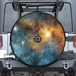 Blue Orange Stardust Galaxy Space Print Tire Cover With Camera Hole