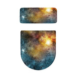 Blue Orange Stardust Galaxy Space Print Toilet Lid And Tank Cover Set