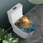 Blue Orange Stardust Galaxy Space Print Toilet Lid Cover