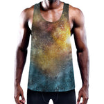 Blue Orange Stardust Galaxy Space Print Training Tank Top