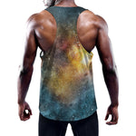 Blue Orange Stardust Galaxy Space Print Training Tank Top